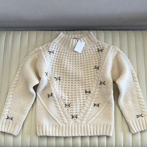 Belle Enfant cream knit embroidered sweater kids 7-8